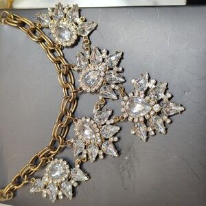 Victorian Style Vintage Statement Bibb Necklace in Crystal Cluster